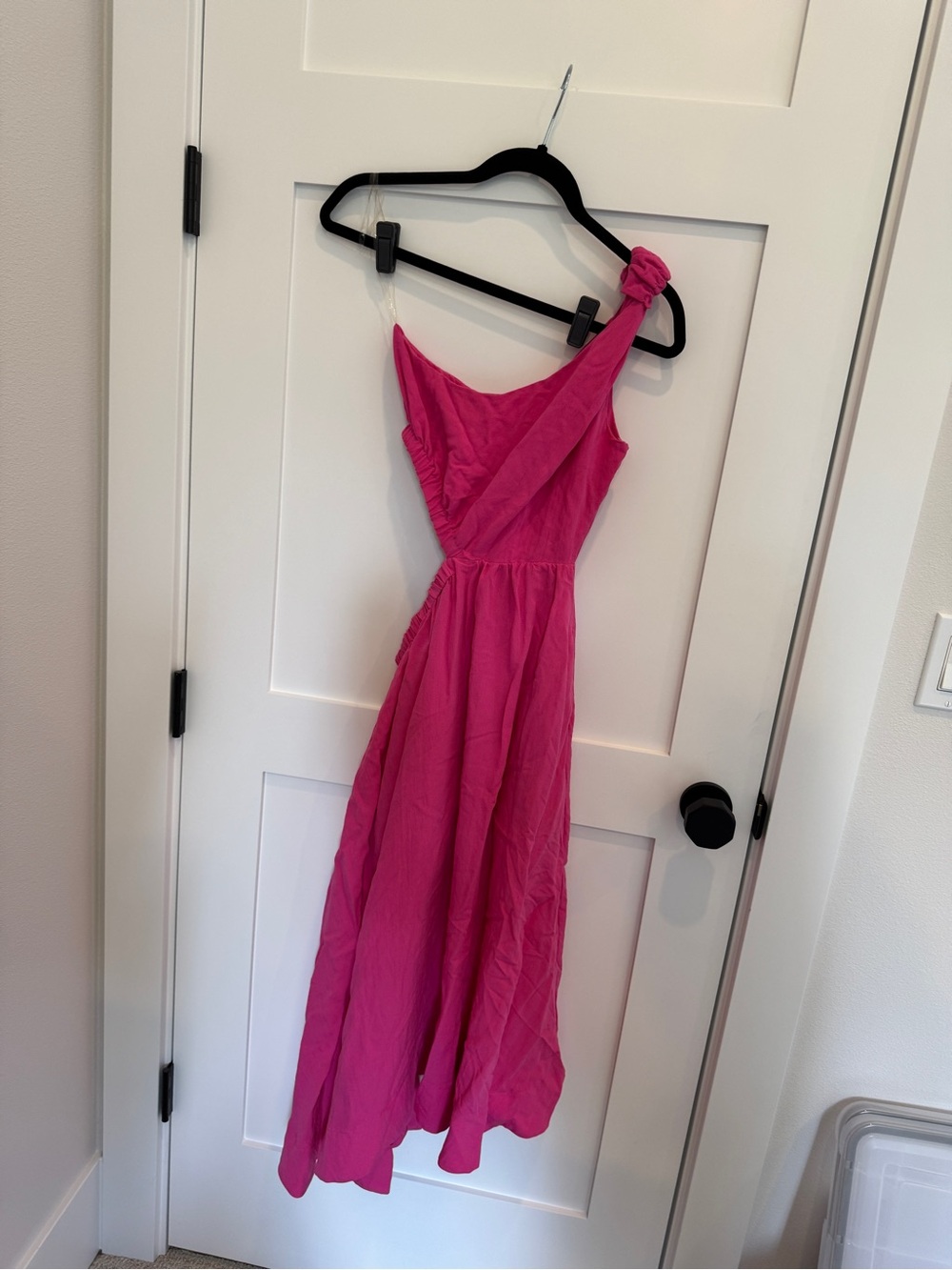 Fuchsia One-Shoulder Midi Dress